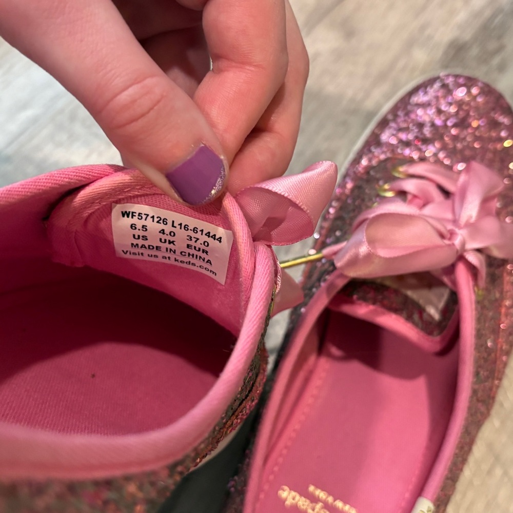 Keds x Kate Spade Glitter Lace Up Sneakers - Pink! GREAT condition, like new!! - Picture 3 of 3